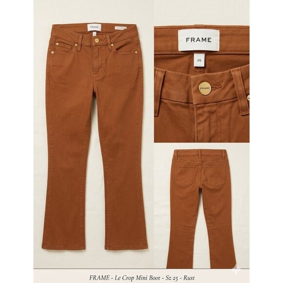 FRAME Le Crop Mini Boot Womens Size 25 Tobacco Rust Cropped Bootcut Jeans - Picture 13 of 13